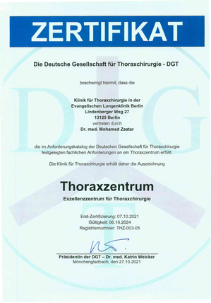 Zertifizierung „Thoraxzentrum – Kompetenzzentrum für Thoraxchirurgie“